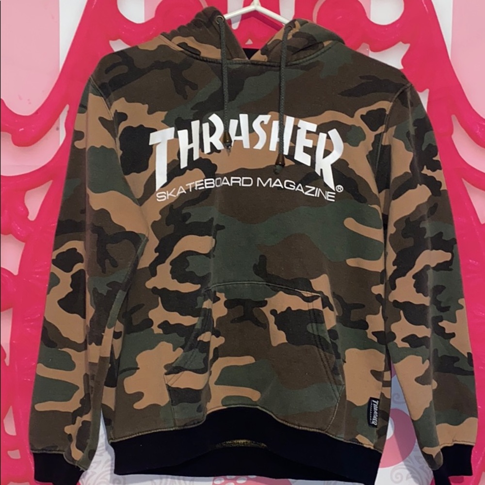Vintage Thrasher Magazine Camo Kenye West Hoodie